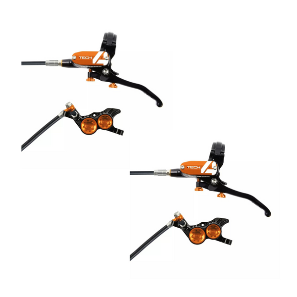Hope Tech 4 E4 Brakeset, Front & Rear, Orange