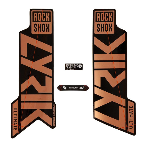 Rockshox Fork Decal Kit - Lyrik Ultimate 27.5"/29" Matte Copper Foil/High Gloss BLK