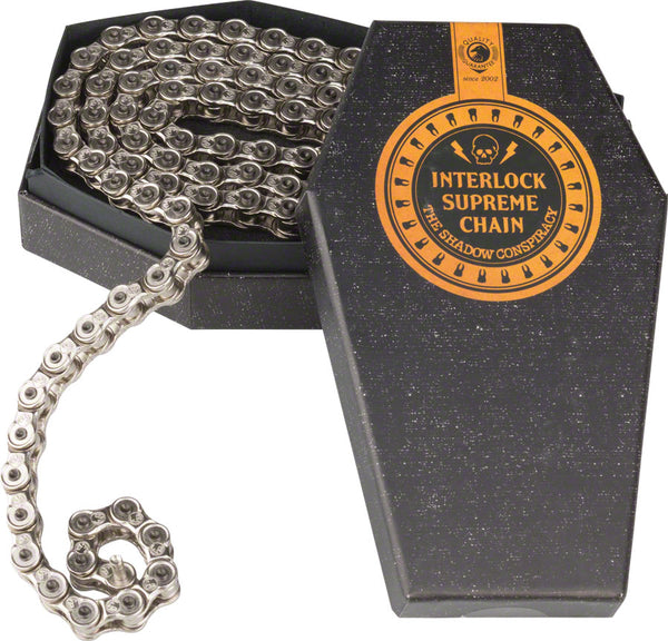 The Shadow Conspiracy Interlock Supreme Chain - Single Speed 1/2" x 1/8" 98 Links Half Link Chain Silver