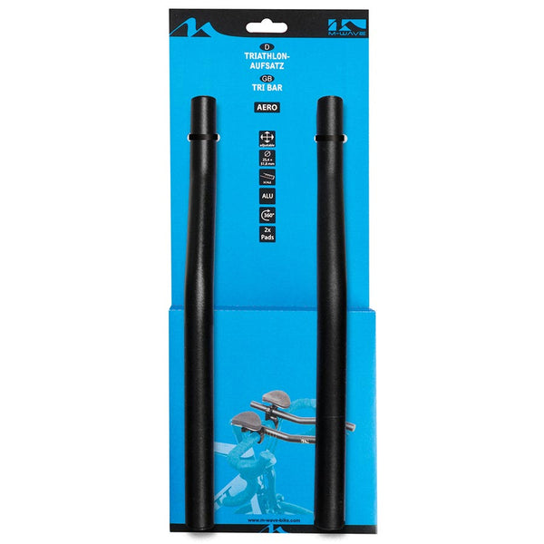 M-Wave Aero F Clip=on Handlebar Aluminum Black 31.8mm clamp with 25.4mm adapters