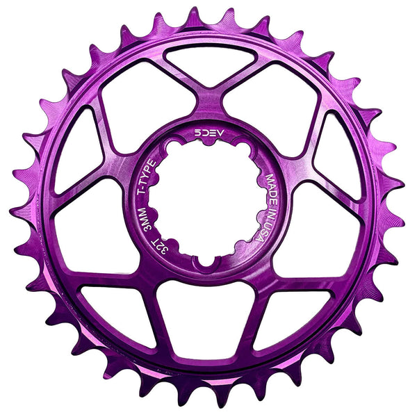 5Dev T-Type 3-Bolt Chainrings Purple 30 5Dev T-Type 3-Bolt Chainrings Purple 32