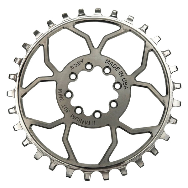 5Dev Titanium 8-Bolt Chainrings Raw/Silver 30 5Dev Titanium 8-Bolt Chainrings Raw/Silver 32
