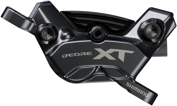 Shimano Deore XT BR-M8220 Enduro Disc Brake Caliper - Front Rear Post Mount 4-Piston Includes P04C-MF Finned Metal Pads
