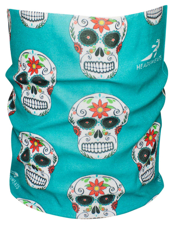 Headsweats Ultra Band Multi-Purpose Headband - Half Teal Skulls One Size