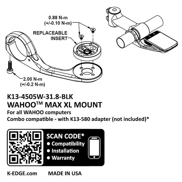K-EDGE Wahoo Max XL Mount - 31.8 Black