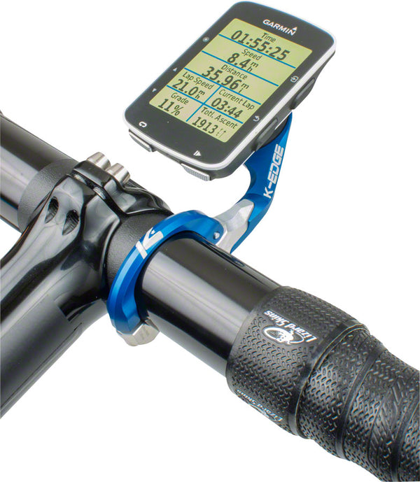 K-EDGE Garmin Race Handlebar Mount: 31.8mm Blue/Silver