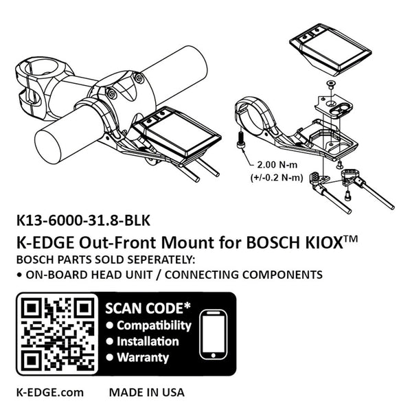 K-EDGE Bosch Kiox Out Front Computer Mount - Black