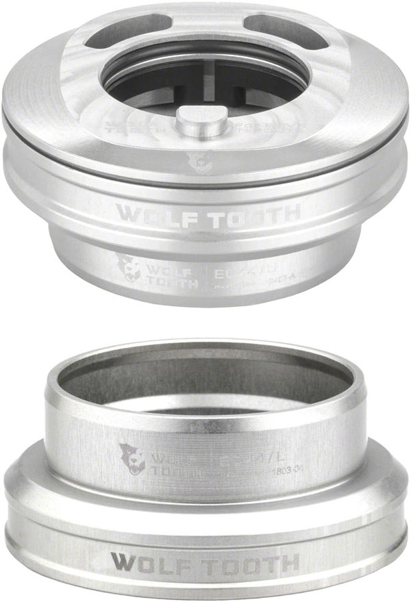 Wolf Tooth Premium Internal Headset - EC44 Upper / EC44 Lower For Enve In-Route System Only Raw Silver