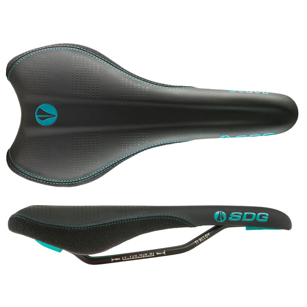 SDG Radar Mtn Saddle Ti-Alloy Rails - Turquoise/Black