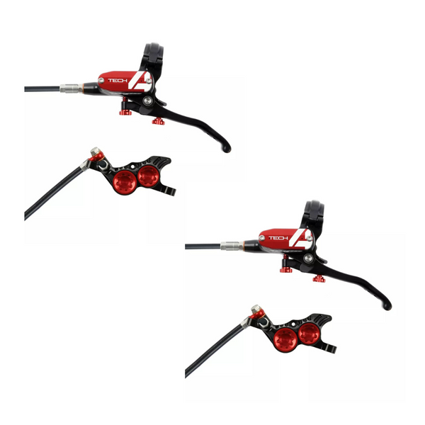 Hope Tech 4 E4 Brakeset, Front & Rear, Red