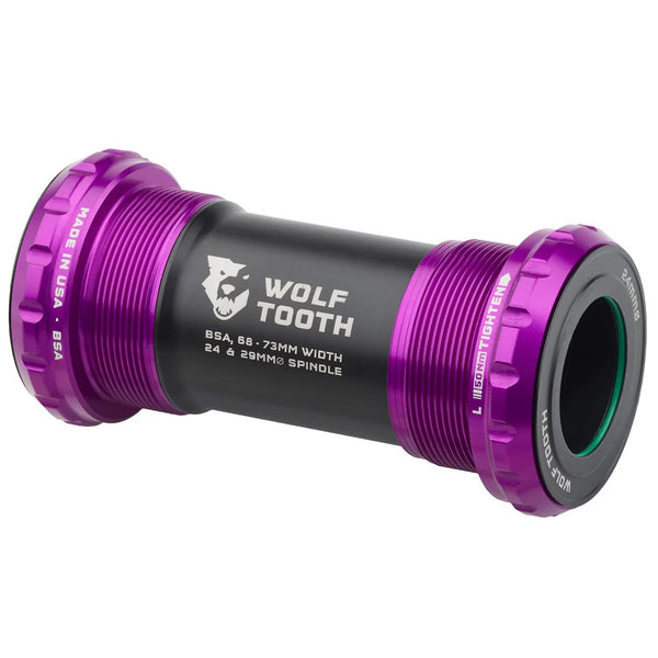 Wolf Tooth Bottom Bracket - English BSA 68/73mm For 24mm Spindle Ultraviolet Purple