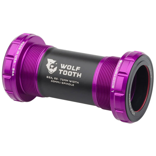 Wolf Tooth Bottom Bracket - English BSA 68/73mm For 30mm Spindle Ultraviolet Purple