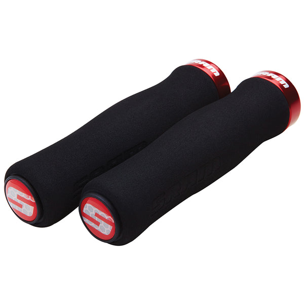 SRAM Foam Contour Grips - Black/Red Lock-On