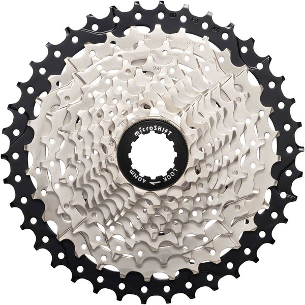 microSHIFT Sword Cassette - 10 Speed 11-38t Full Steel Construction Satin Nickel