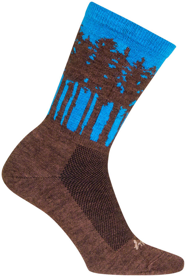 SockGuy Treeline Wool Socks - 6" Brown/Blue Small/Medium