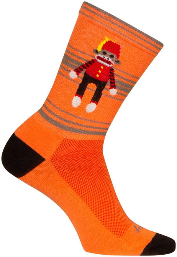 SockGuy Funky Monkey Crew Socks - 6" Orange/Red/Brown Large/X-Large