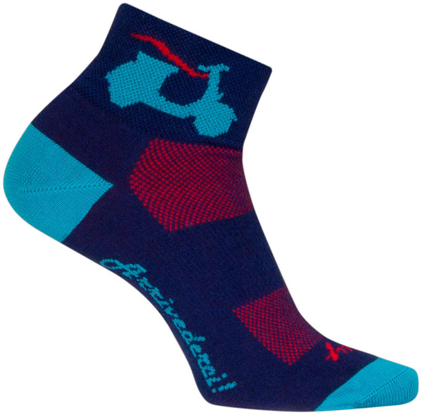 SockGuy Bella Classic Low Socks - 2" Blue/Red Womens Small/Medium